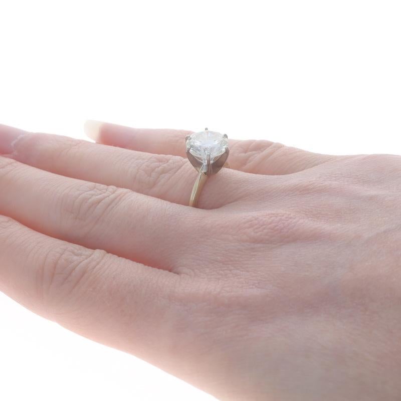 Bague de fiançailles en or jaune avec solitaire en diamant - 14k brillant rond 3.03ct GIA Pour femmes en vente