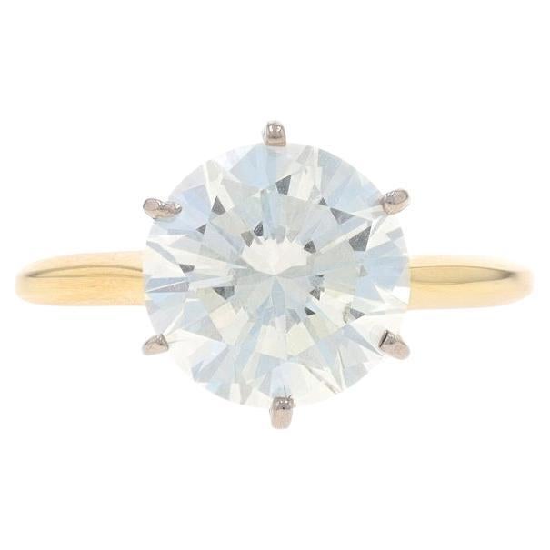 Yellow Gold Diamond Solitaire Engagement Ring - 14k Round Brilliant 3.03ct GIA