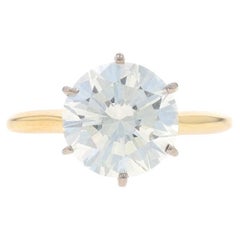 Yellow Gold Diamond Solitaire Engagement Ring - 14k Round Brilliant 3.03ct GIA