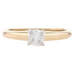 Anillo de compromiso solitario de oro amarillo con diamante 14k brillante redondo .31ct