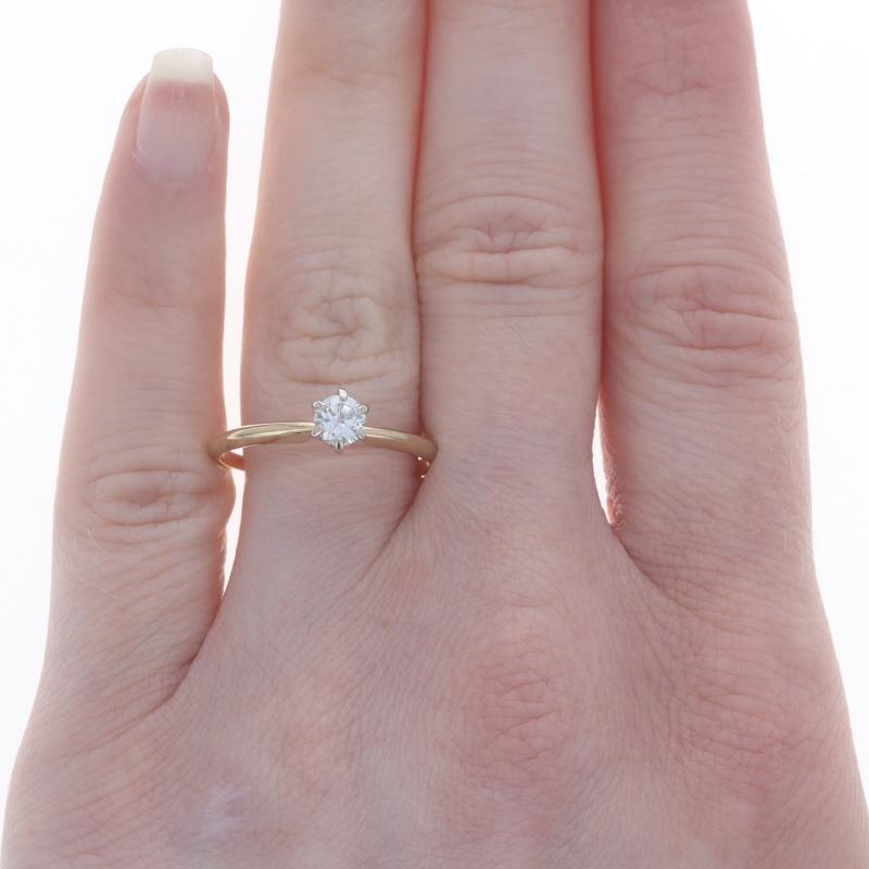 Round Cut Yellow Gold Diamond Solitaire Engagement Ring - 14k Round Brilliant .35ct For Sale