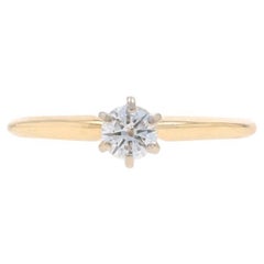 Yellow Gold Diamond Solitaire Engagement Ring - 14k Round Brilliant .35ct