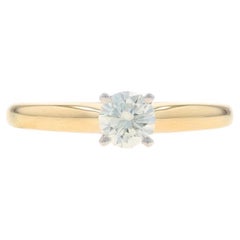 Yellow Gold Diamond Solitaire Engagement Ring 14k Round Brilliant .35ct