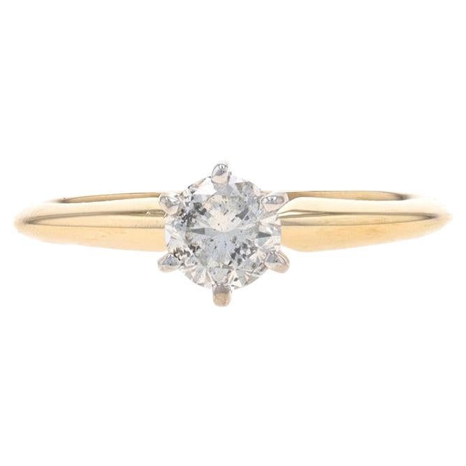 Yellow Gold Diamond Solitaire Engagement Ring - 14k Round Brilliant .47ct For Sale