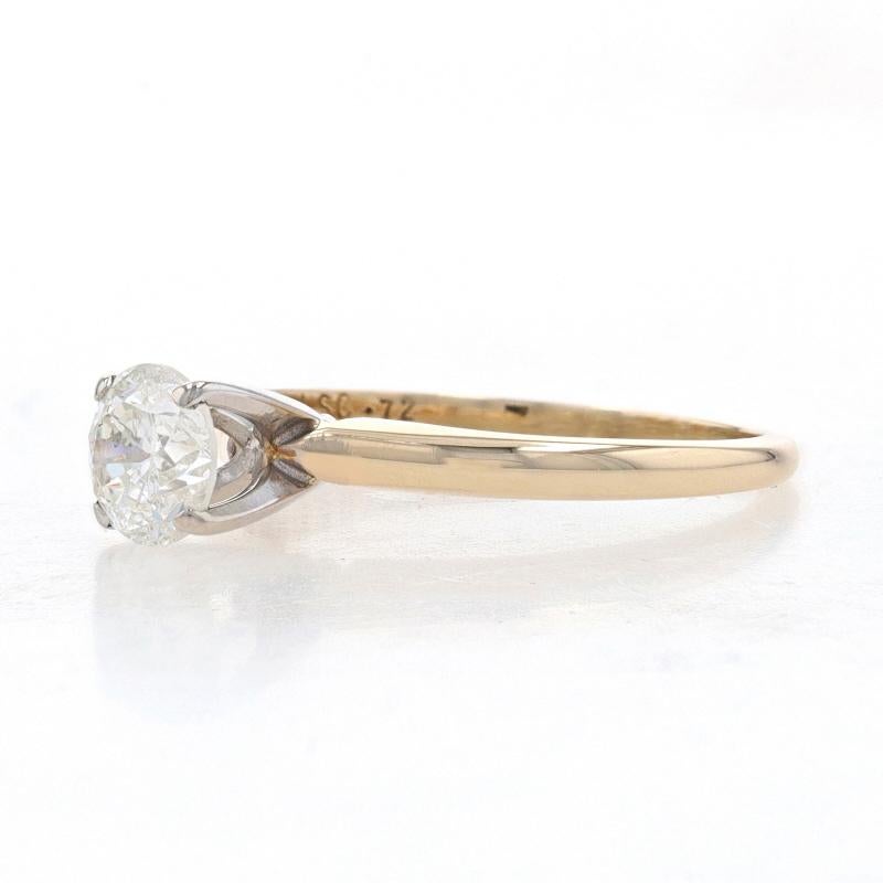 Round Cut Yellow Gold Diamond Solitaire Engagement Ring - 14k Round Brilliant .72ct For Sale