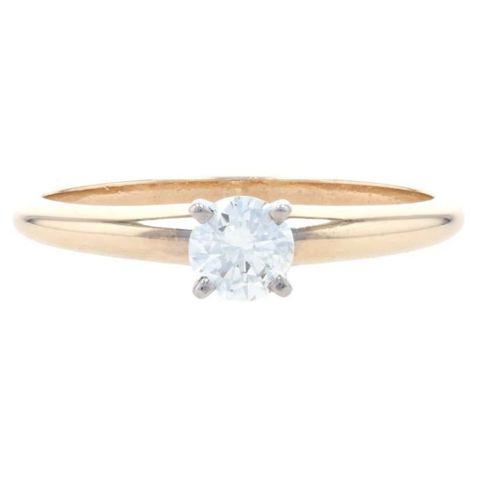 Yellow Gold Diamond Solitaire Engagement Ring - 14k Round Brilliant Cut .28ct For Sale