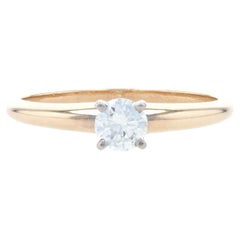 Yellow Gold Diamond Solitaire Engagement Ring - 14k Round Brilliant Cut .28ct