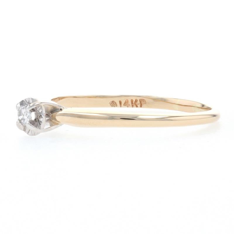 Round Cut Yellow Gold Diamond Solitaire Engagement Ring, 14k Round Brilliant Cut Promise