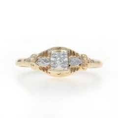 Yellow Gold Diamond Solitaire Engagement Ring - 14k Single Cut