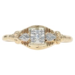 Yellow Gold Diamond Solitaire Engagement Ring - 14k Single Cut