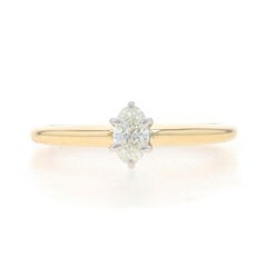 Yellow Gold Diamond Solitaire Engagement Ring 18k Oval .25ct