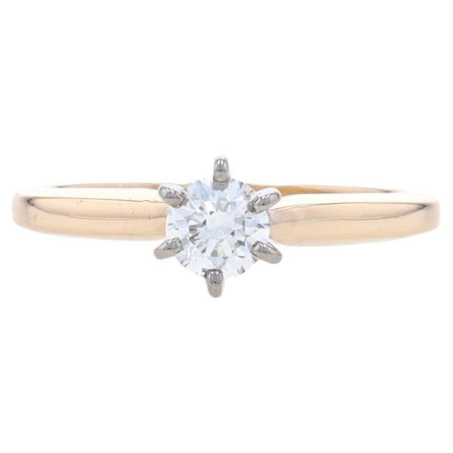 Yellow Gold Diamond Solitaire Engagment Ring - 14k Round Brilliant .33ct