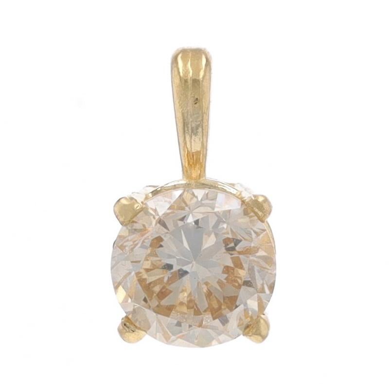 Pendentif solitaire en or jaune avec diamant - 14k rond .55ct Champagne Brown Neuf - En vente à Greensboro, NC