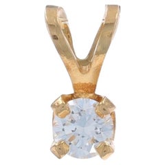 Ciondolo solitario con diamante in oro giallo - 14k Brilliante rotondo .10ct