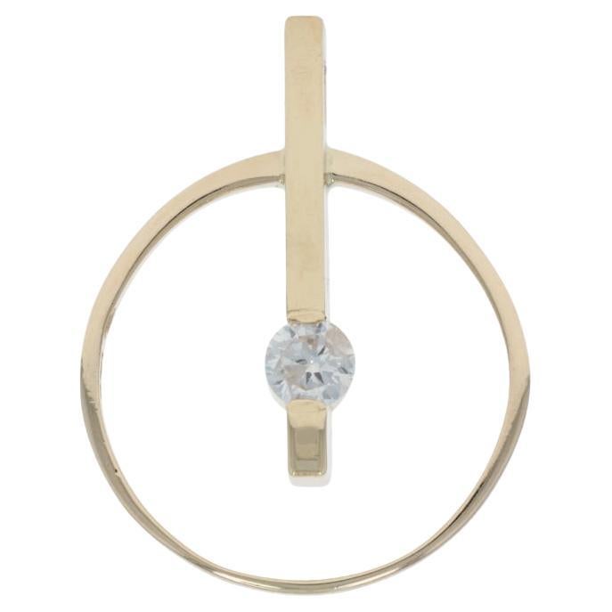 Pendentif solitaire en or jaune avec diamant - 14k brillant rond .23ct géométrique en vente