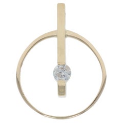Yellow Gold Diamond Solitaire Pendant - 14k Round Brilliant .23ct Geometric