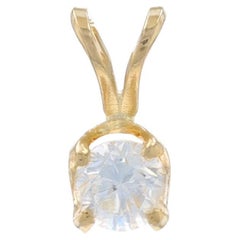 Colgante Solitario de Diamante de Oro Amarillo - 14k Brillante Redondo .26ct