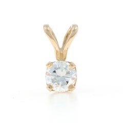Ciondolo solitario con diamante in oro giallo - 14k Brilliante rotondo .30ct