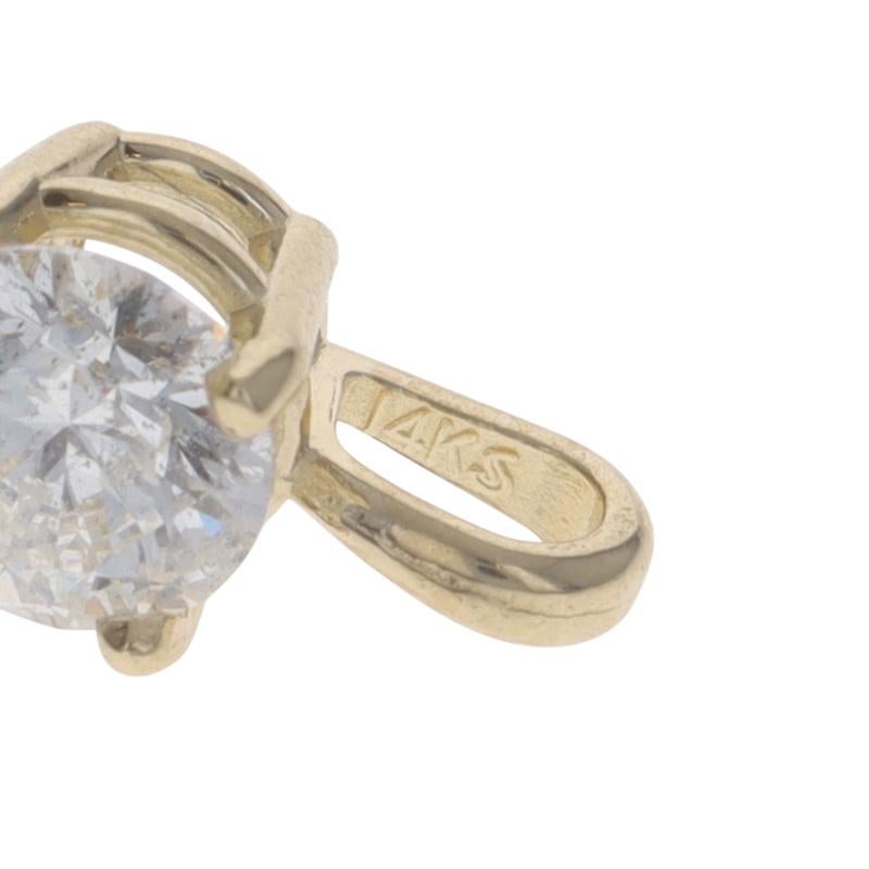 Donna Ciondolo solitario con diamante in oro giallo - 14k Brilliante rotondo .38ct in vendita