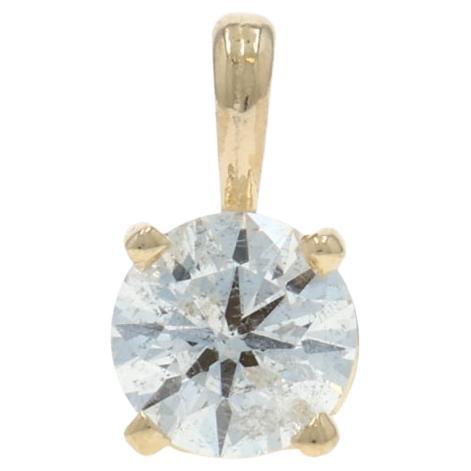 Yellow Gold Diamond Solitaire Pendant - 14k Round Brilliant .38ct