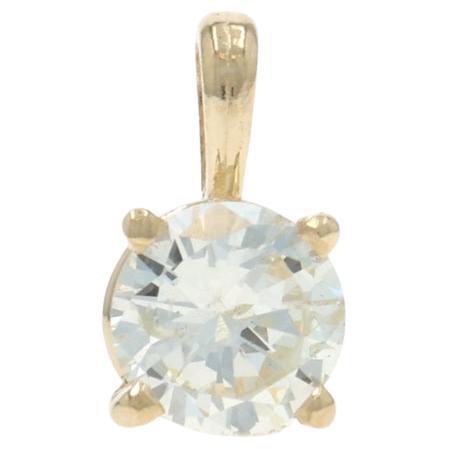 Yellow Gold Diamond Solitaire Pendant - 14k Round Brilliant .46ct