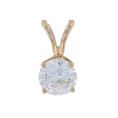 Yellow Gold Diamond Solitaire Pendant - 14k Round Brilliant .50ct