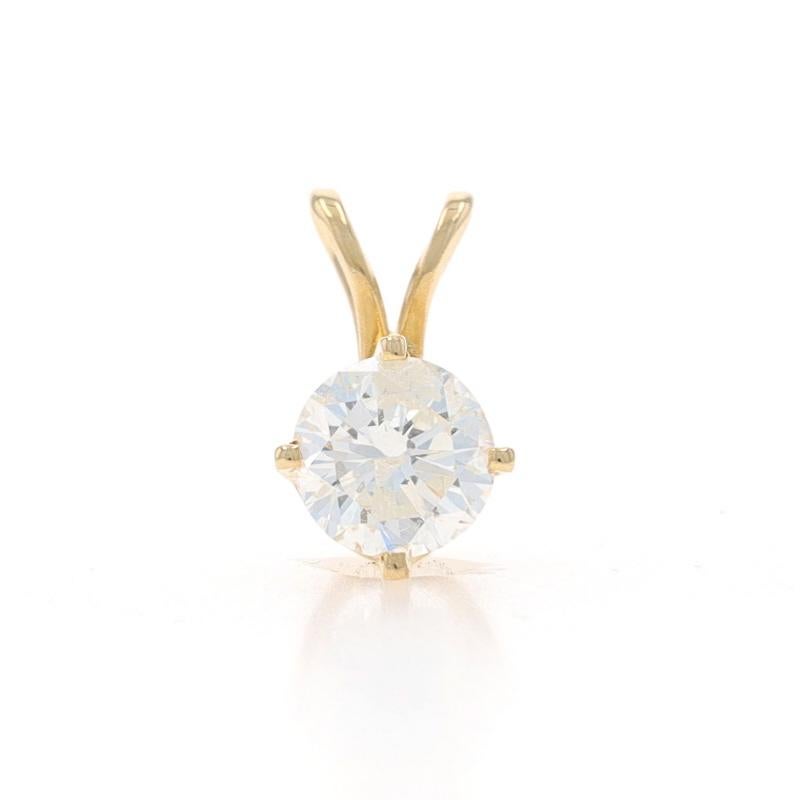 Contenido de metal: Oro amarillo de 14 quilates

Información sobre Stone

Diamante natural
Quilate(s): .50 ct
Talla: Redondo brillante
Color: K
Claridad: I1

Quilates totales: .50ct

Estilo: Solitario

Medidas

Alto (desde la presilla fija) 13/32