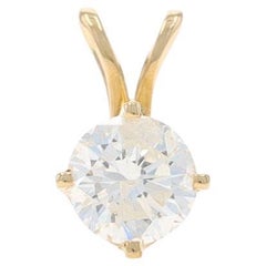 Yellow Gold Diamond Solitaire Pendant - 14k Round Brilliant .50ct