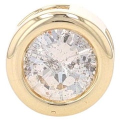 Yellow Gold Diamond Solitaire Pendant - 14k Round Brilliant .96ct