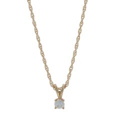 Yellow Gold Diamond Solitaire Pendant Necklace 15 1/4" - 14k Round .10ct