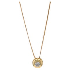 Collana con ciondolo solitario in oro giallo da 16" - 14k Round .18ct Bezel Set