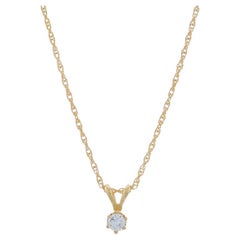 Collier en or jaune avec pendentif solitaire en diamant 16" - 14k Round Brilliant