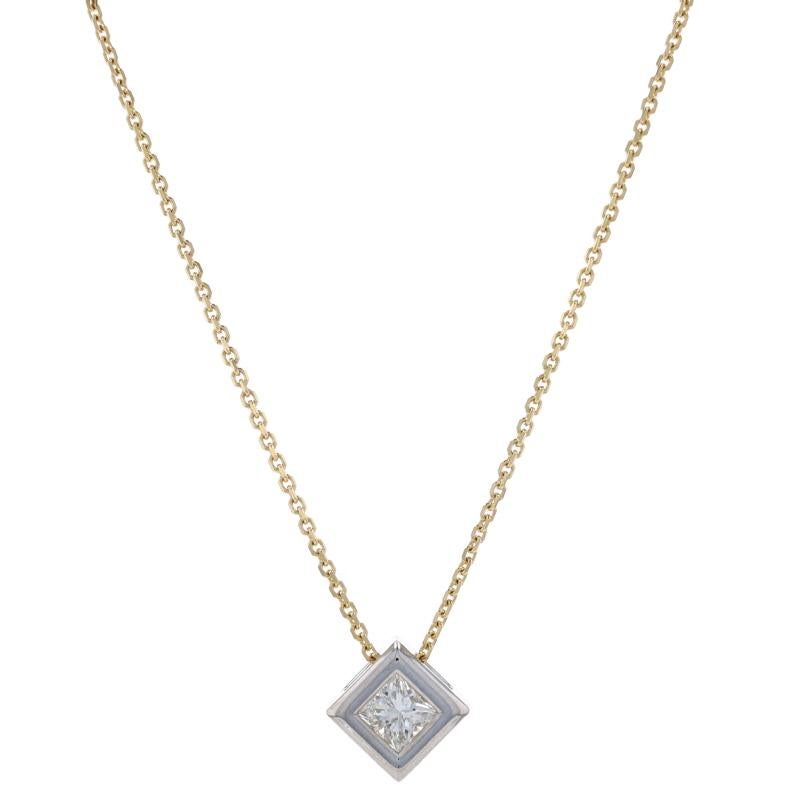 Women's Yellow Gold Diamond Solitaire Pendant Necklace 17 3/4