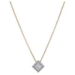 Gelbgold Diamant Solitär Anhänger Halskette 17 3/4" - 14k Prinzessin .35ct