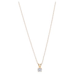Gelbgold Diamant Solitär-Halskette mit Anhänger 18 1/4" - 14k rund .33ct