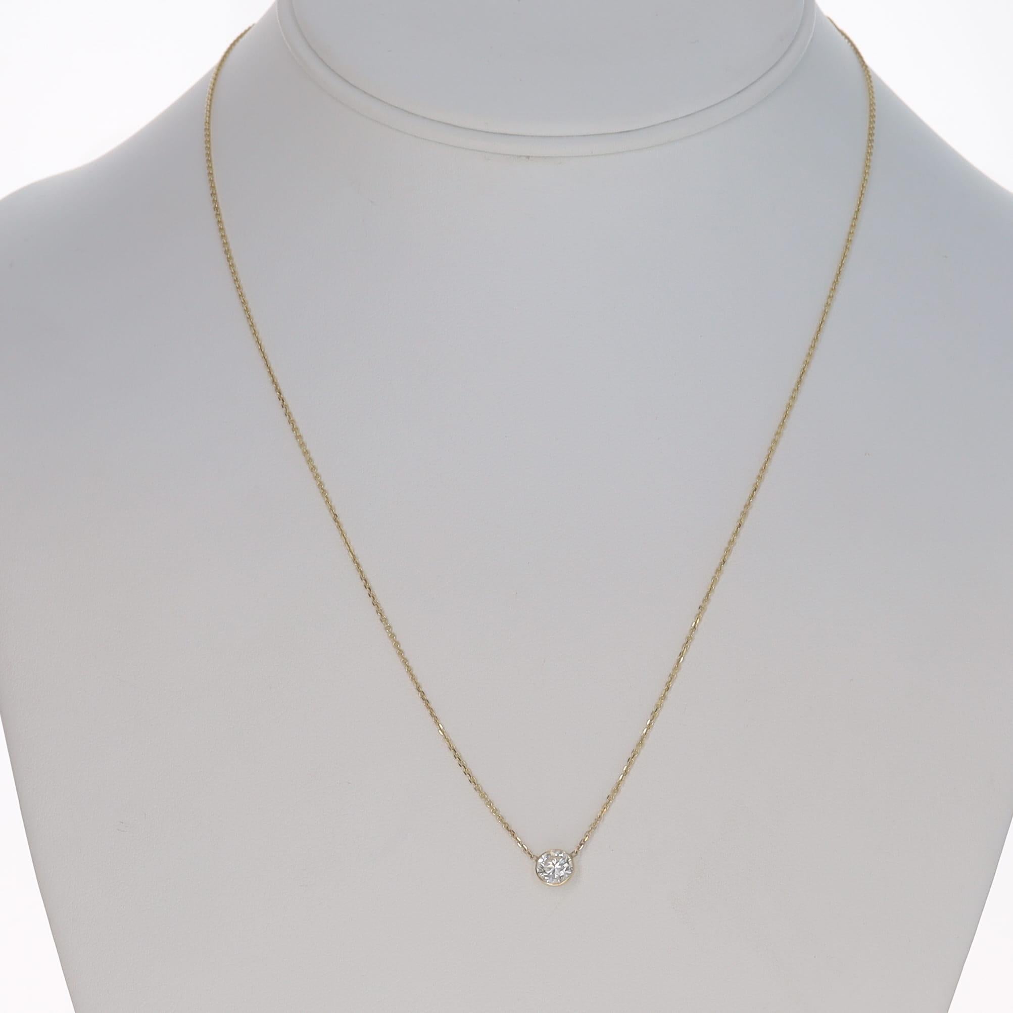 Taglio rotondo Collana con diamante solitario in oro giallo 18