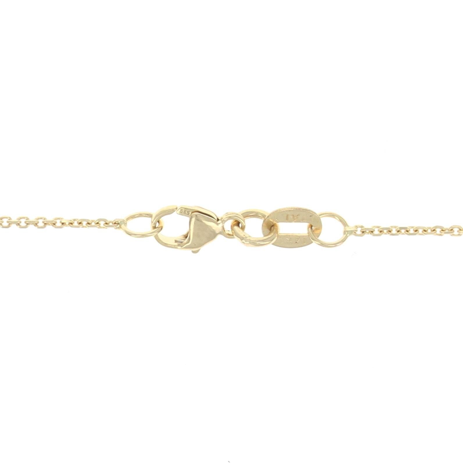 Women's Yellow Gold Diamond Solitaire Pendant Necklace, 14k Round Brilliant 1.01ct For Sale