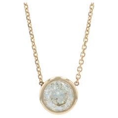 Collier pendentif solitaire en or jaune avec diamants taille ronde brillants de 1,01 carat