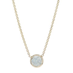 Yellow Gold Diamond Solitaire Pendant Necklace 18" - 14k Round Brilliant .74ct