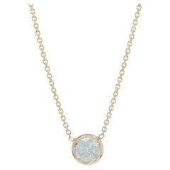 Yellow Gold Diamond Solitaire Pendant Necklace 18" - 14k Round Brilliant .74ct