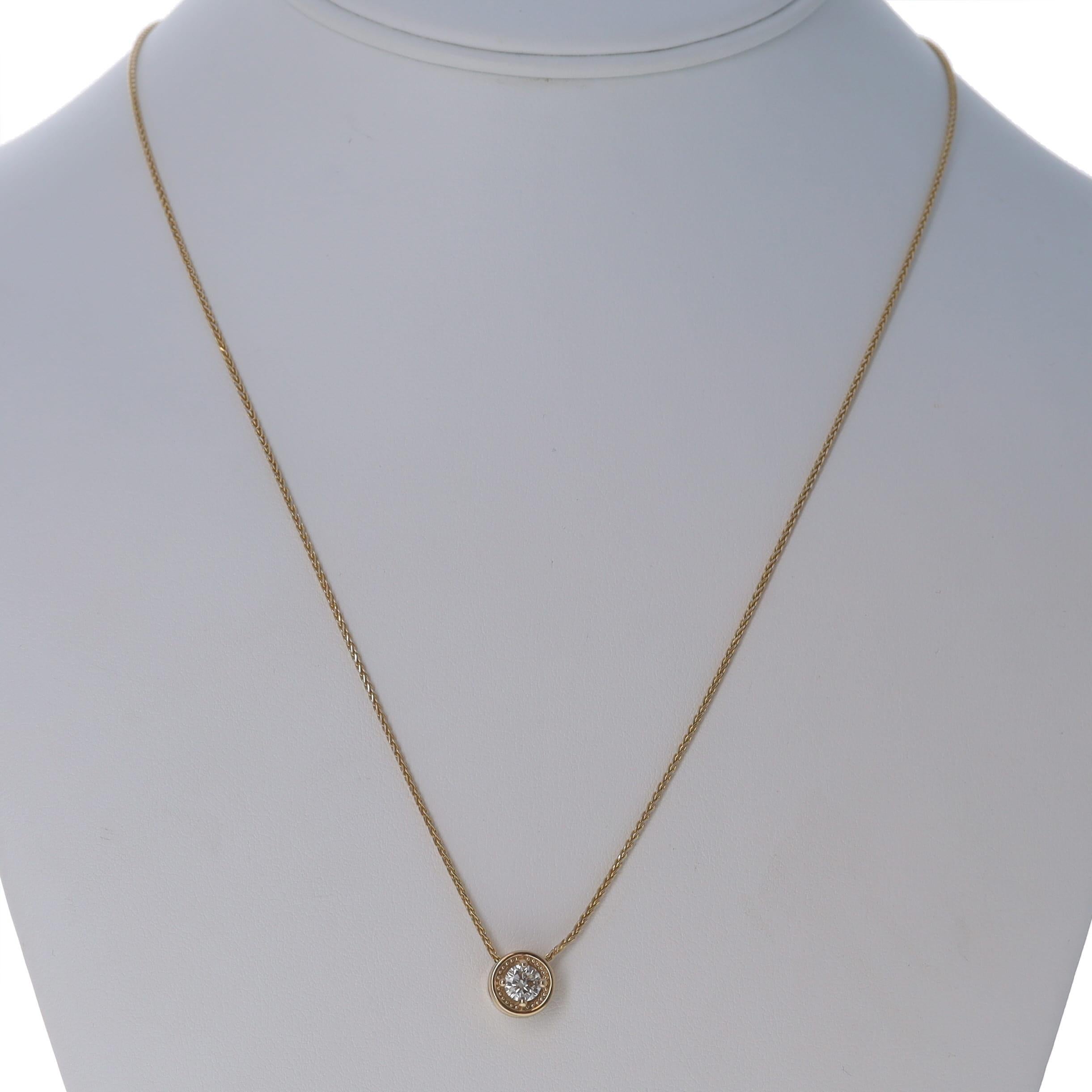 Collier en or jaune avec pendentif solitaire en diamant - 14k Round Brilliant .50ct Excellent état - En vente à Greensboro, NC