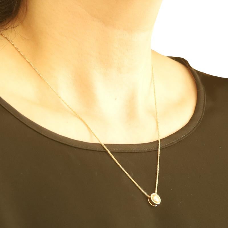 Collier en or jaune avec pendentif solitaire en diamant - 14k Round Brilliant .50ct Pour femmes en vente
