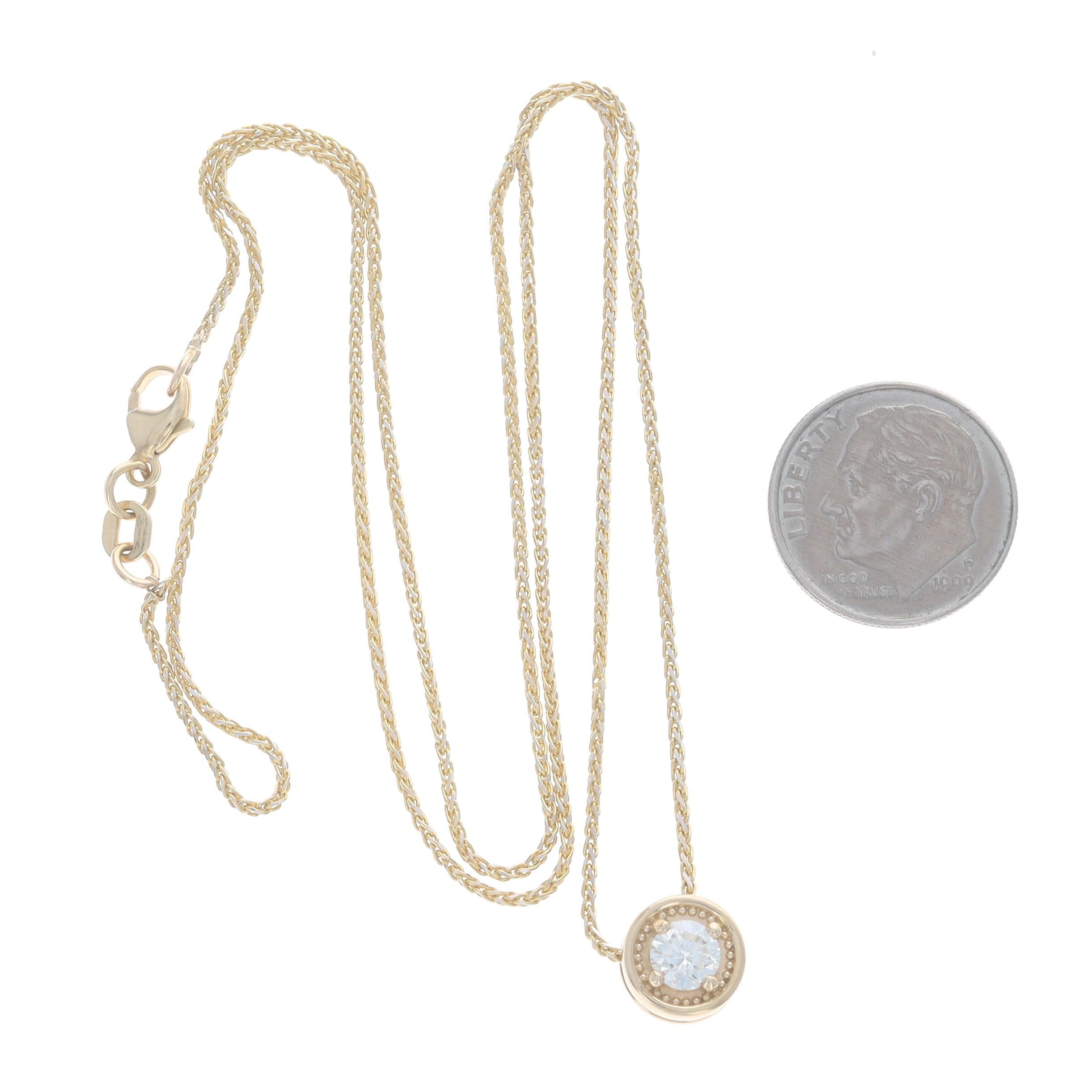 Collier en or jaune avec pendentif solitaire en diamant - 14k Round Brilliant .50ct en vente 1