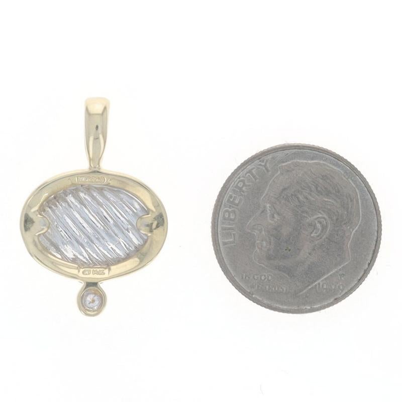 Gelbgold Diamant Solitär Gerippt Oval Anhänger 14k Rund Brillant im Zustand „Hervorragend“ im Angebot in Greensboro, NC