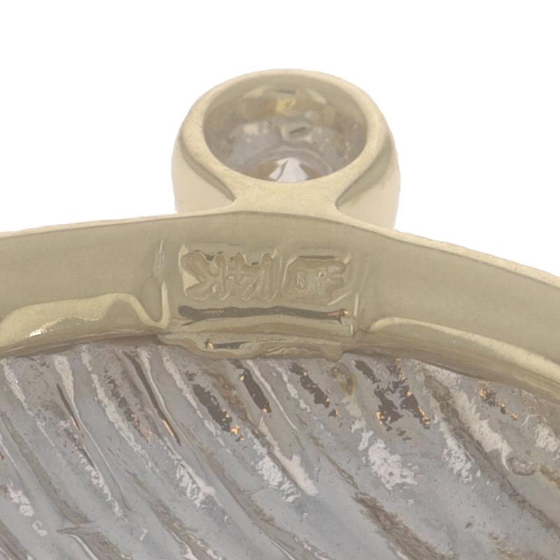 Gelbgold Diamant Solitär Gerippt Oval Anhänger 14k Rund Brillant Damen im Angebot