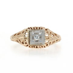 Yellow Gold Diamond Solitaire Ring - 10k Round Brilliant