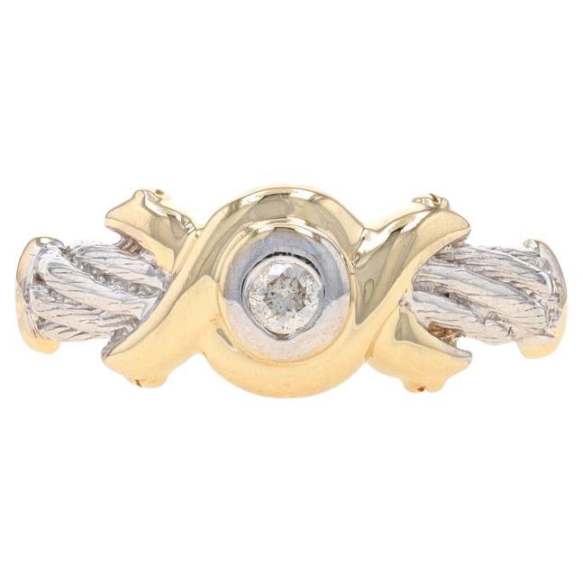 Gelbgold Diamant Solitär Ring - 10k Rund Brillant im Angebot