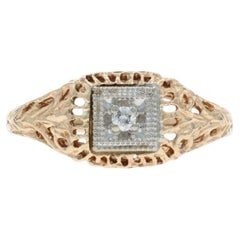 Yellow Gold Diamond Solitaire Ring - 10k Round Brilliant
