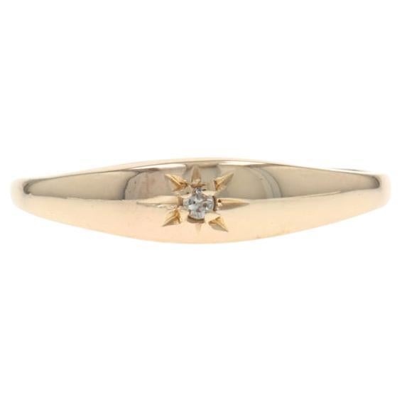Yellow Gold Diamond Solitaire Ring - 10k Single Cut SZ 2 For Sale