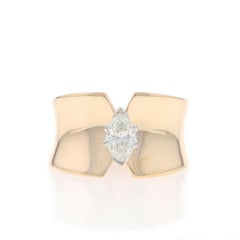Yellow Gold Diamond Solitaire Ring - 14k Marquise .40ct